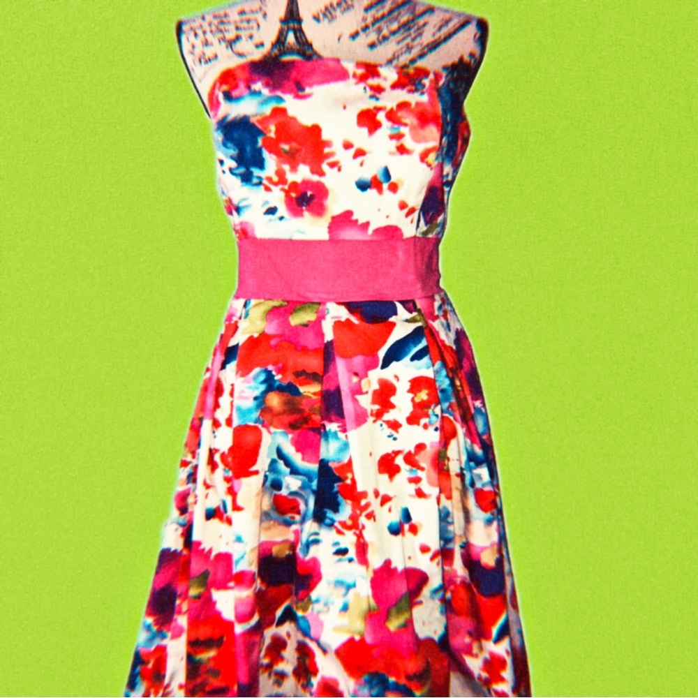 Pre-owned Women’s Pink Floral APNY Dress W/Shawl (Size 12)